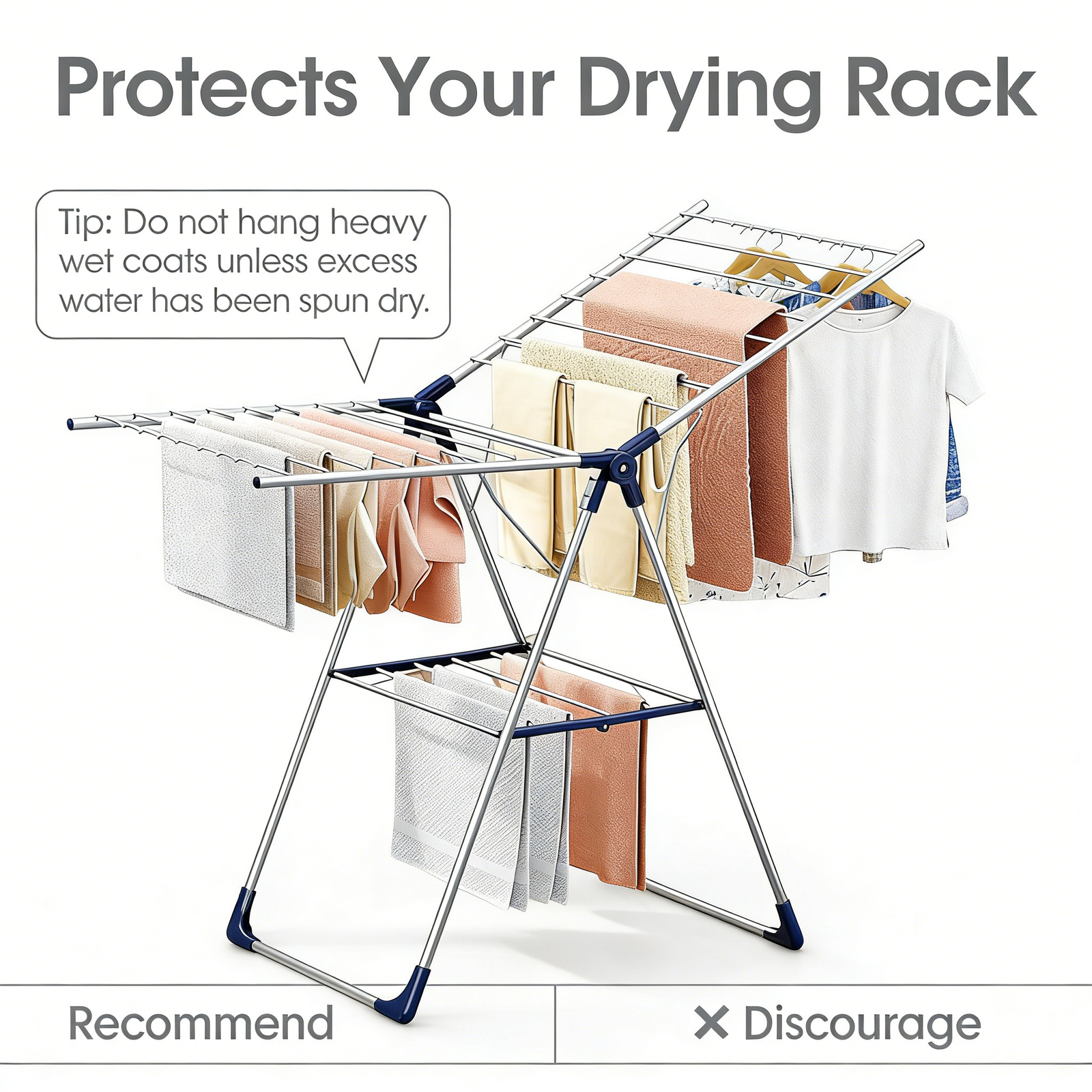 图片颜色修改 (3) Sakugi Clothes Drying Rack with Height-Adjustable Wings, Metal Foldable Laundry Dryer Stand for Clothing & Bedding - Image 1